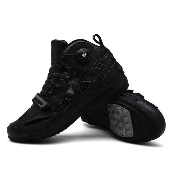 

cycling footwear motorcycle boots men moto riding summer breathable cow leather motorbike biker chopper cruiser touring ankle shoes, Black