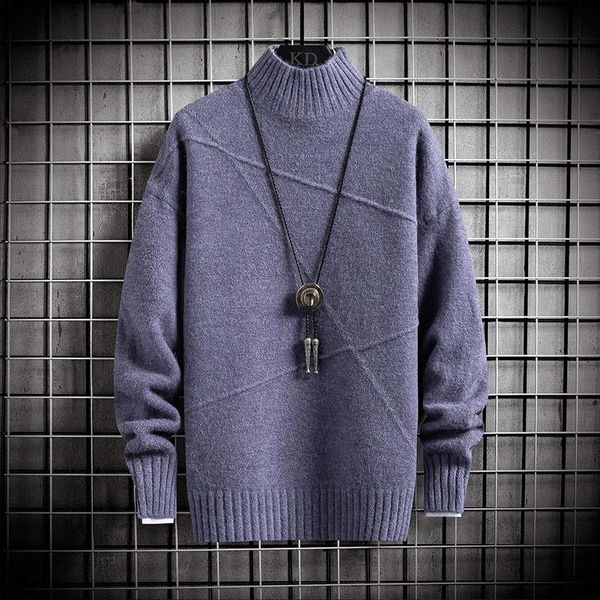 

men's vests winter thick half high collar sweater men quality classic pullover clothes soft warm pull homme knitted jumpers 2021, Black;white