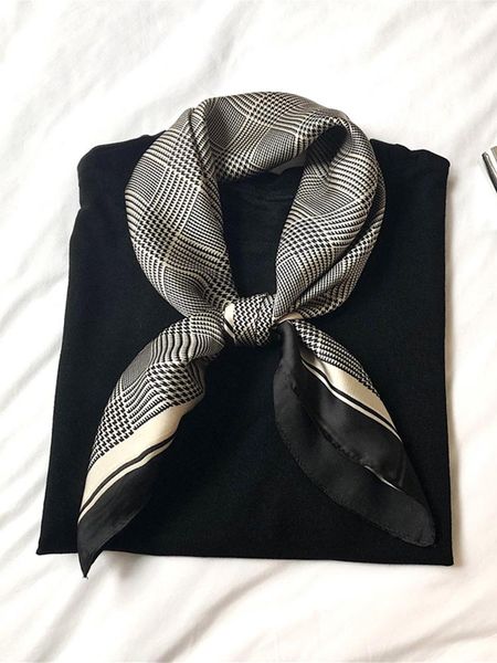 

scarves small square scarf women's thin silk bib in spring and winter, Blue;gray