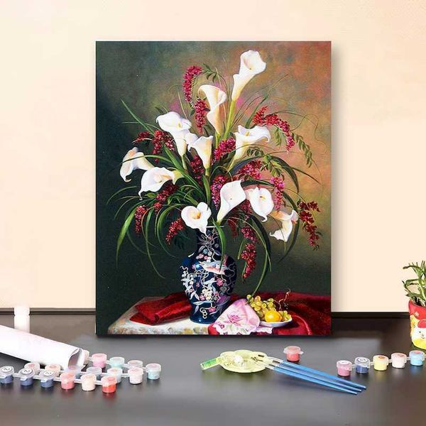

paintings paint by number canvas painting kits still life drawing numbers frameless diy vase flower pictures for living room gift