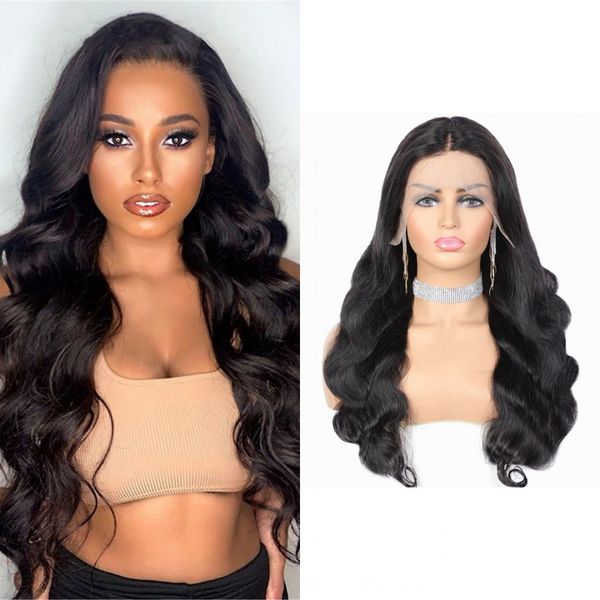 

mongolian body wave lace front human hair wigs 13x4x1 t part wig 8-26 inch bleached knots, Black;brown