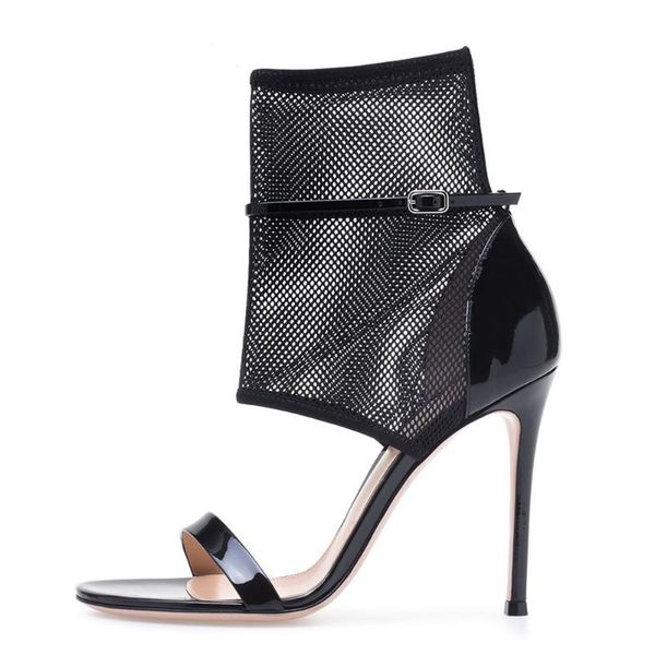 

summer fashion transparent mesh roman style sandals cool boots, Black
