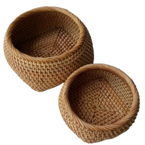 

storage baskets rattan fruit basket handmade kitchen vegetables candy organizer home decoration