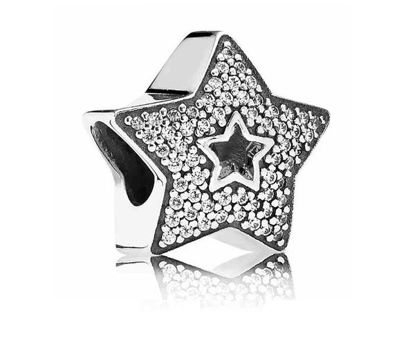 

fits pandora bracelets 20pcs five-pointed star crystal dangle silver charms bead charm beads pendant for wholesale diy european sterling nec, Black