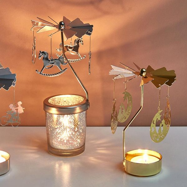

candle holders metal deer shaped rotating candlesticks for wedding party home desk decor stand decoration