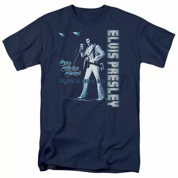 

elvis presley one night only t shirt mens licensed the king tee navy, White;black