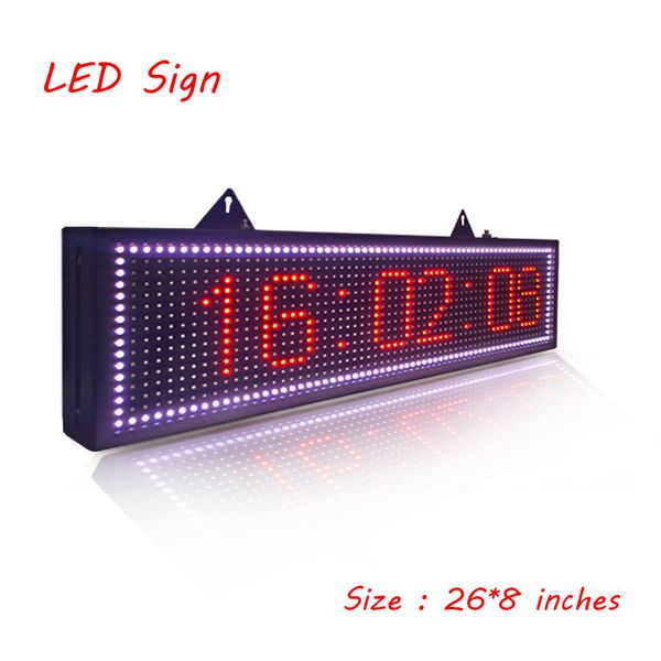 

ph10mm led sign 26 x 8 inch scrolling message display board rgb full color programmable by wifi & usb for advertising and business