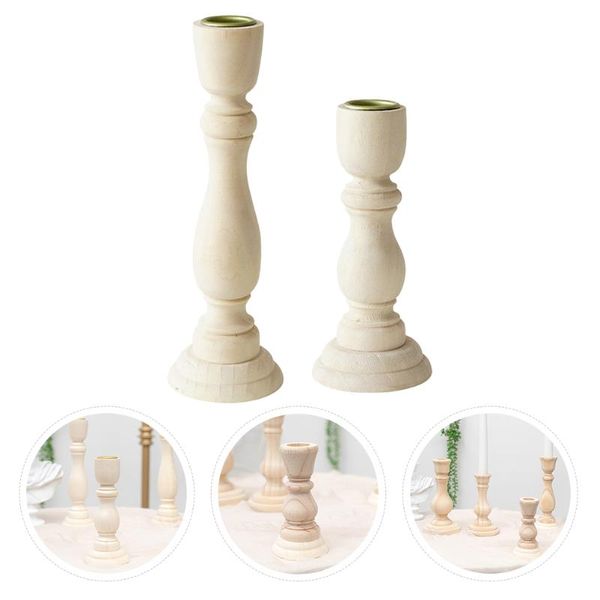 

candle holders 2pcs vintage wooden candlesticks nordic style