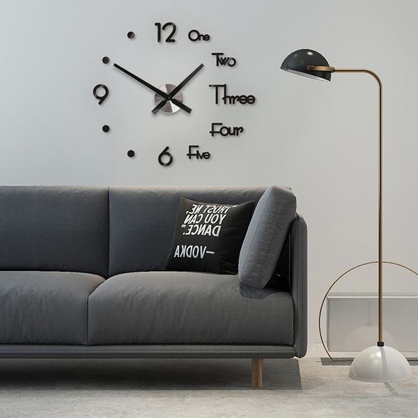 

wall clocks function acrylic minimalist clock modern diy 3d decorative mirror surface sticker home office decor