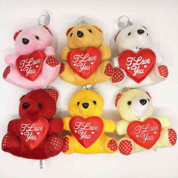 5pcs mini amore morbido orsacchiotto peluche peluche orso per regali di san valentino regali di compleanno ciondolo chiave del telefono cellulare Y211119