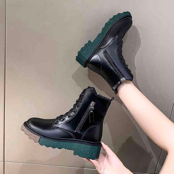 

boots shredded platform boots women ankle thick nice zipper girls goth women's punk 24kv, Black