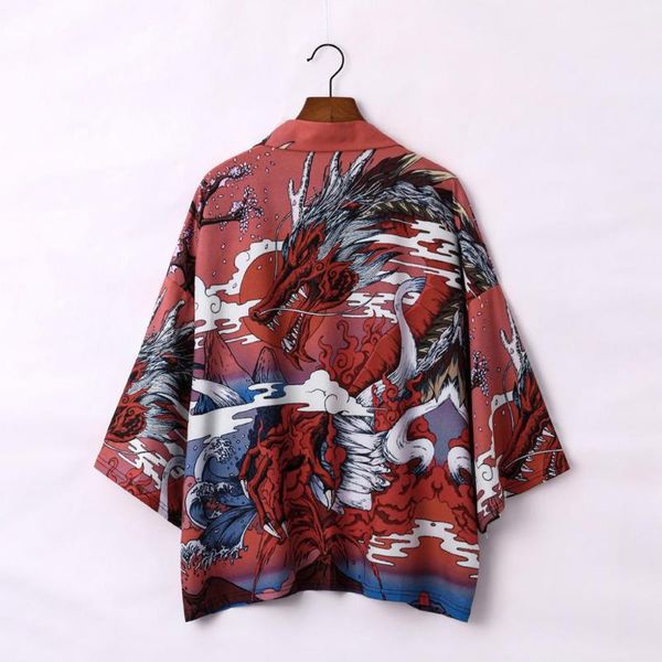 

men's jackets men costume asian clothes kimonos jacket mens shirt yukata haori japanese dragon kimono cardigan, Black;brown