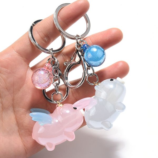 

2021 fashion keychain creative wings flying pig key chain acrylic pendant exquisite car bag decoration activity gift, Silver