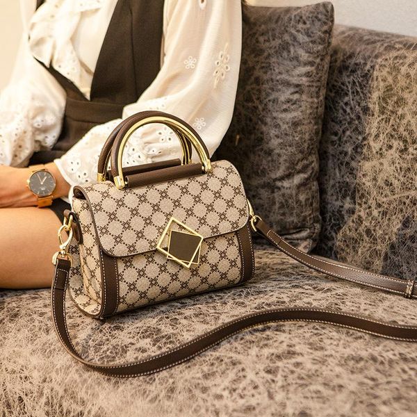 

retro plaid buckets for women handbags genuine leather purses and carteras mujer de hombro y bolsos cross body