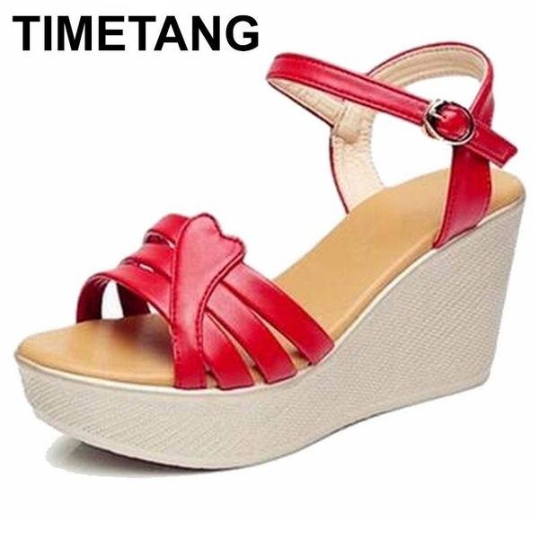 

plus size 34-41 summer style women wedge sandals fashion open toe platform high heels ladies casual shoes, Black