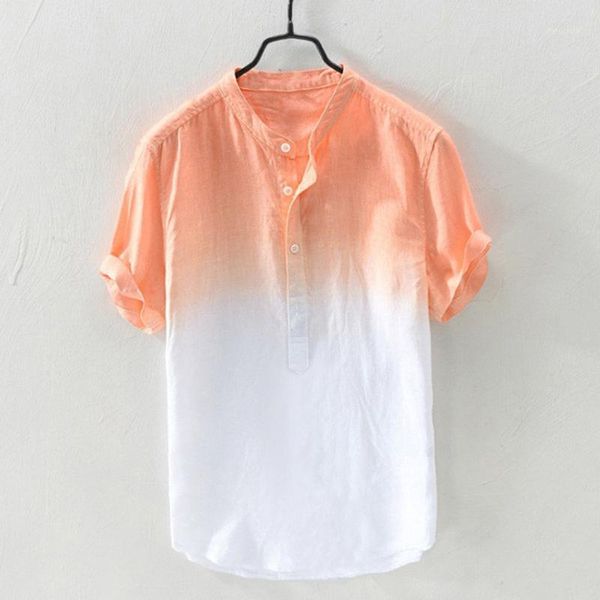 

men's casual shirts summer shirt gradient button short sleeves fashion large blouse 2021 for men plus size, White;black