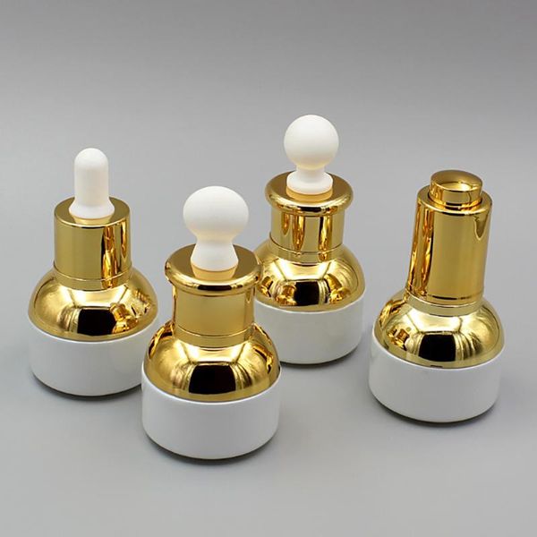 

storage bottles & jars premium essential oil bottle 20ml pearl white glass with gold/silver dropper caps