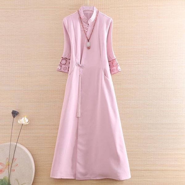 

ethnic clothing hi-end spring summer women vintage hollow out tassel lace cheongsam dress slim elegant lady chinese style party qiapo xxl, Red