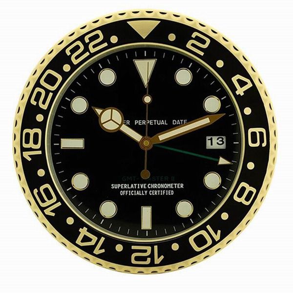 

wall clocks european style retail metal watch shape clock silent mechanism for living room mute corresponding logos