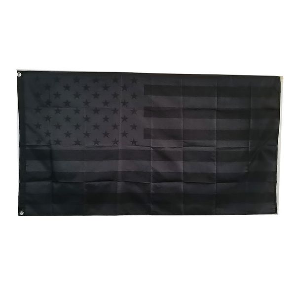 All Black Out Bandiera americana Alta qualità 3x5Ft Doppia cucitura Decorazione Banner 90x150 cm Festival sportivo Poliestere Stampato digitale all'ingrosso