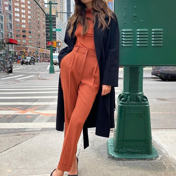 

women's pants & capris fantoye high waist pockets black for women fashion zipper straight office ladies suit pant casual fitness pencil, Black;white