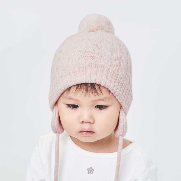 

caps & hats fleece girls boys casual solid color hat for baby with earmuffs winter children knitted cute cap, Yellow