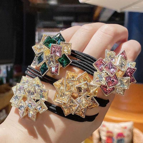 

shiny crystal women's scrunchies strong rubber band elegant girls women hair accessories braider1, Brown