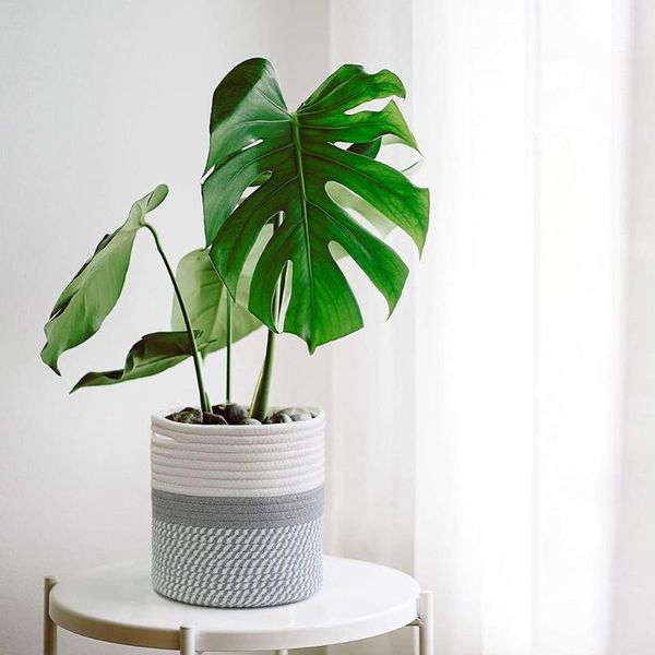 

storage baskets woven basket flower pot cotton rope plant with handles for home planting sundries clothes toys organizer