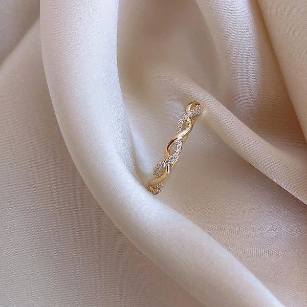 

ring for women light luxury geometric crystal fashionable simple adjustable opening jewelry wholesale cluster rings, Golden;silver
