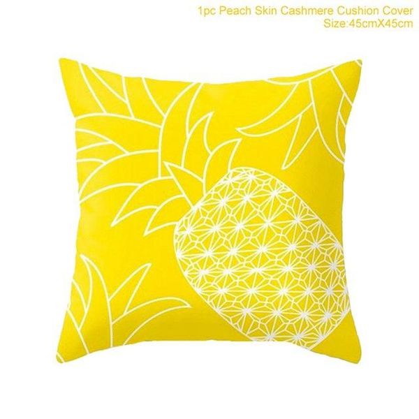 

pillow case pineapple leaf yellow cushion cover printing plush decorative pillowcase throw for sofa 44x44cm tb