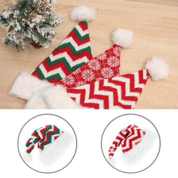 

beanies hat festive christmas plush ball men women striped for party