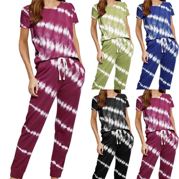 

casual dresses women's striped split pants short sve home suit, Black;gray