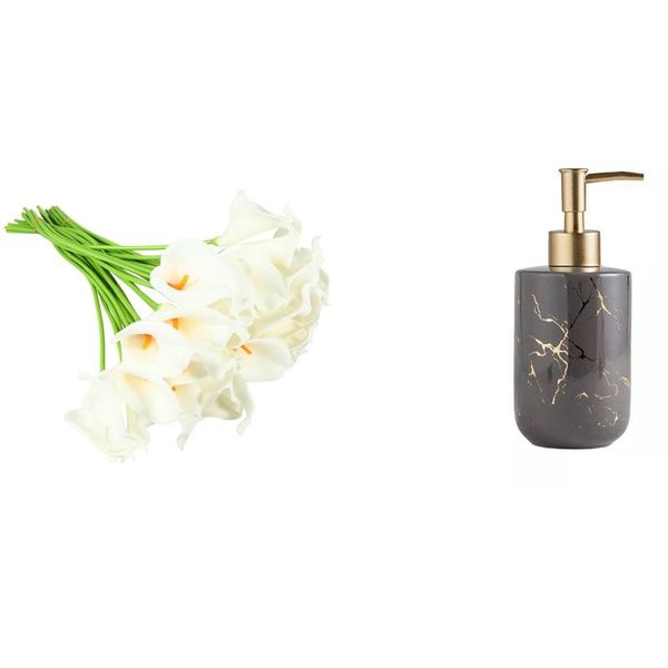 

decorative flowers & wreaths 30pcs head / set of artificial calla lily bride 1x 300ml ceramics emulsion bottles creative latex