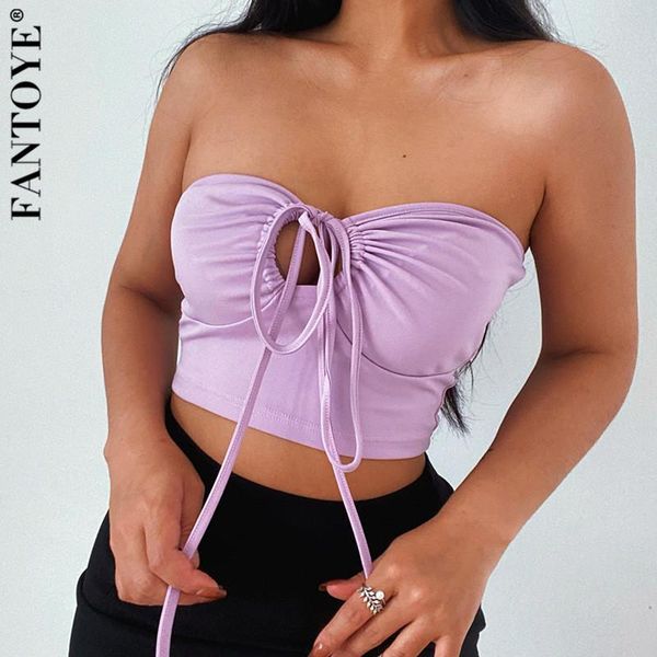 

women's tanks & camis fantoye backless spaghetti strap women crop purple slim halter strapless ruched ladies summer sports, White