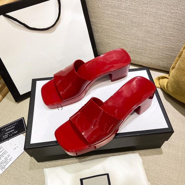

2021 designer elegant women's sandals slippers thick soled high heel genuine quality shoes luxury, Black