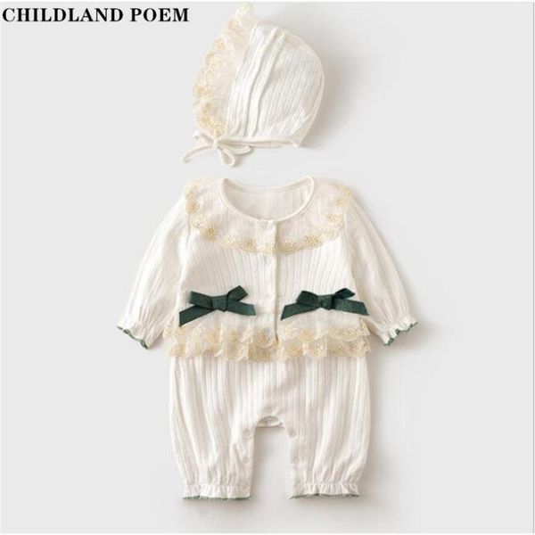 

jumpsuits baby romper born lace princess clothes girls with hat long sleeve autumn spring infant jumpsuit playsuit, Blue