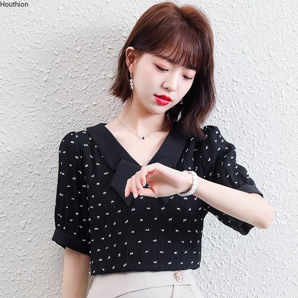 

women's blouses & shirts casual fashion v-neck shirt lady korean loose chiffon blouse short sleeve summer 20051, White