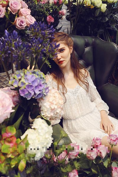 

fashion bohemia elegant lace white asymmetrical summer es neck off shouder long sleeve women maxi vestidos, Black;gray