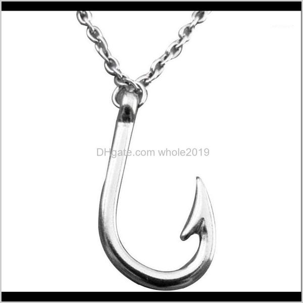 

necklaces & pendants drop delivery 2021 fashion fishing hook fishhook pendant chain necklace fisherman jewelry gift1 ygv92, Silver