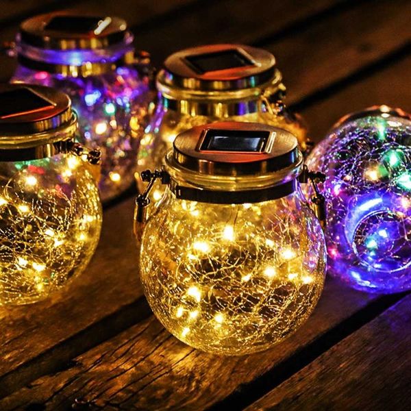 

solar outdoor lamp household courtyard waterproof hanging glass crack landscape garden decorative led light wall lamps