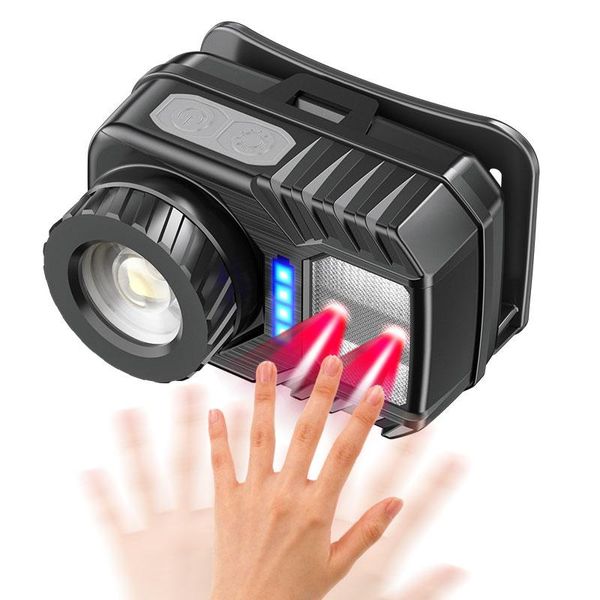 

panyz k120 led motion ir sensor mini headlamp xp-g2+2*3030 red light 5-mode zoom headlight rechargeable head torch hunting headlamps