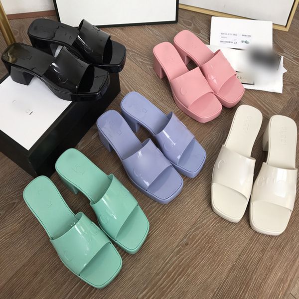 

[dongguan goods] 2021 new pvc thick bottom jelly slippers wear thick high heel sandals, Black
