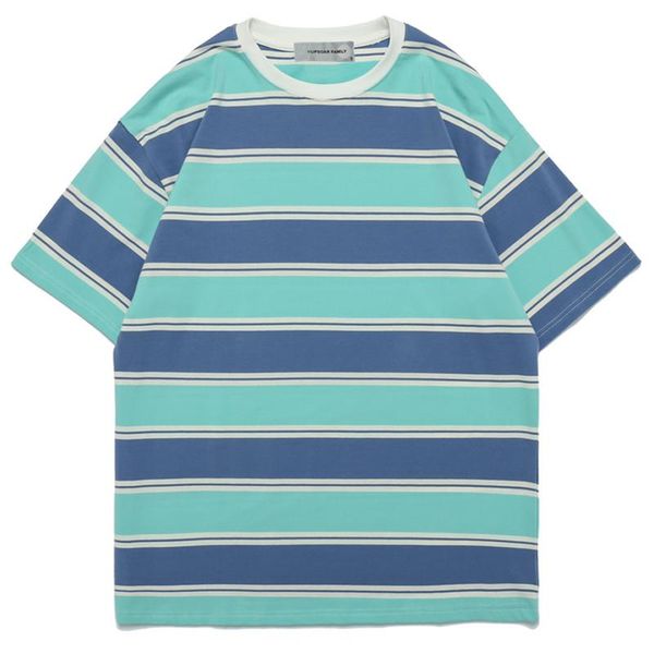 

men's t-shirts men color block wide stripe print t shirts hip hop casual short sleeve tee 2021 o-neck loose tees 100%cotton shirt, White;black
