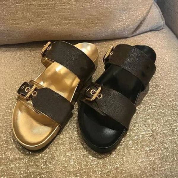 

classic women summer designer slippers shoes luxury woman beach cartoon big head leather flat belt buckle sandals l bath men