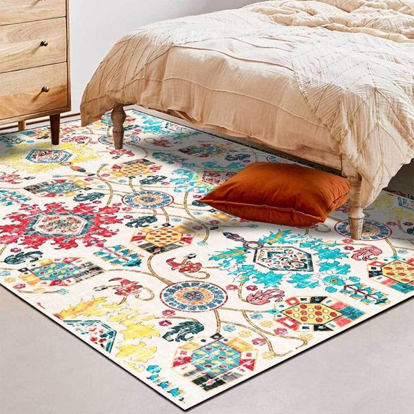 

carpets persian style bedroom bedside area rugs retro bohemian colorful geometric living room floor mat kitchen hallway non-slip carpet