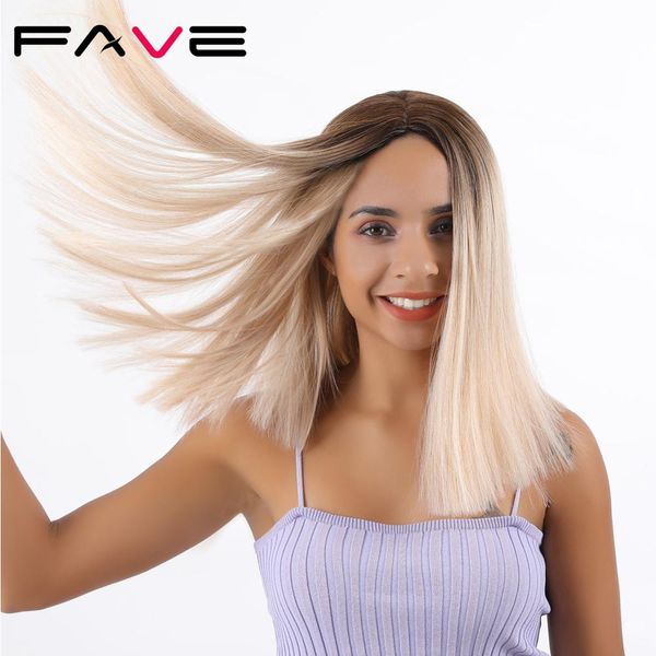 Cabelo em linha reta Bob peruca ombre marrom para ash loira cor de cor média sintética perucas para mulheres negras cosplay ou festa 14 inchesfactory direto