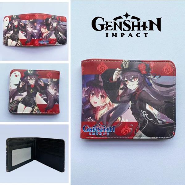 

party favor game genshin impact wallet klee zhongli hutao xiao venti ganyu short purse for student whit holder