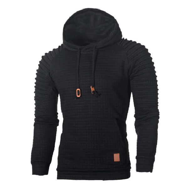 

men's hoodies & sweatshirts 2021 men in hooded hoodies with solid male hood striped plaid fall long fine casual jacket men's cloth, Black