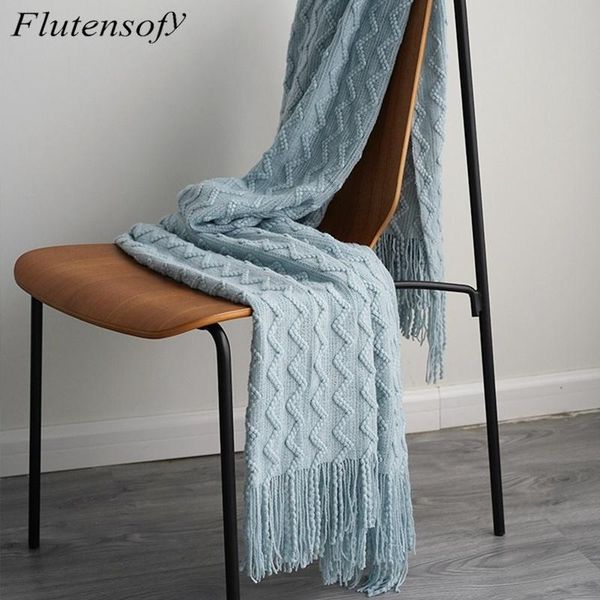 

blankets nordic style ripple texture solid color bedspread sofa bed picnic blanket 127x230 stitch with tassel sleeping