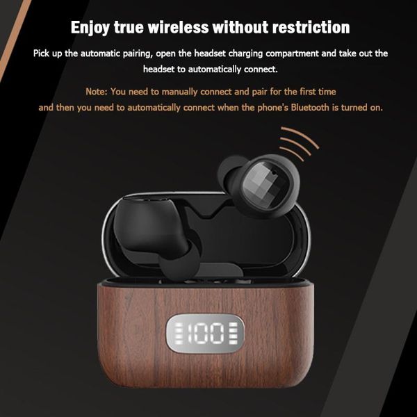 

nofa q5 tws earbuds 5.0 in ear headphones with wood charging case cell phone earphones